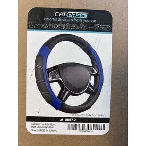 Car Pass Steering Wheel Cover Black Blue Universal Fit Brand New